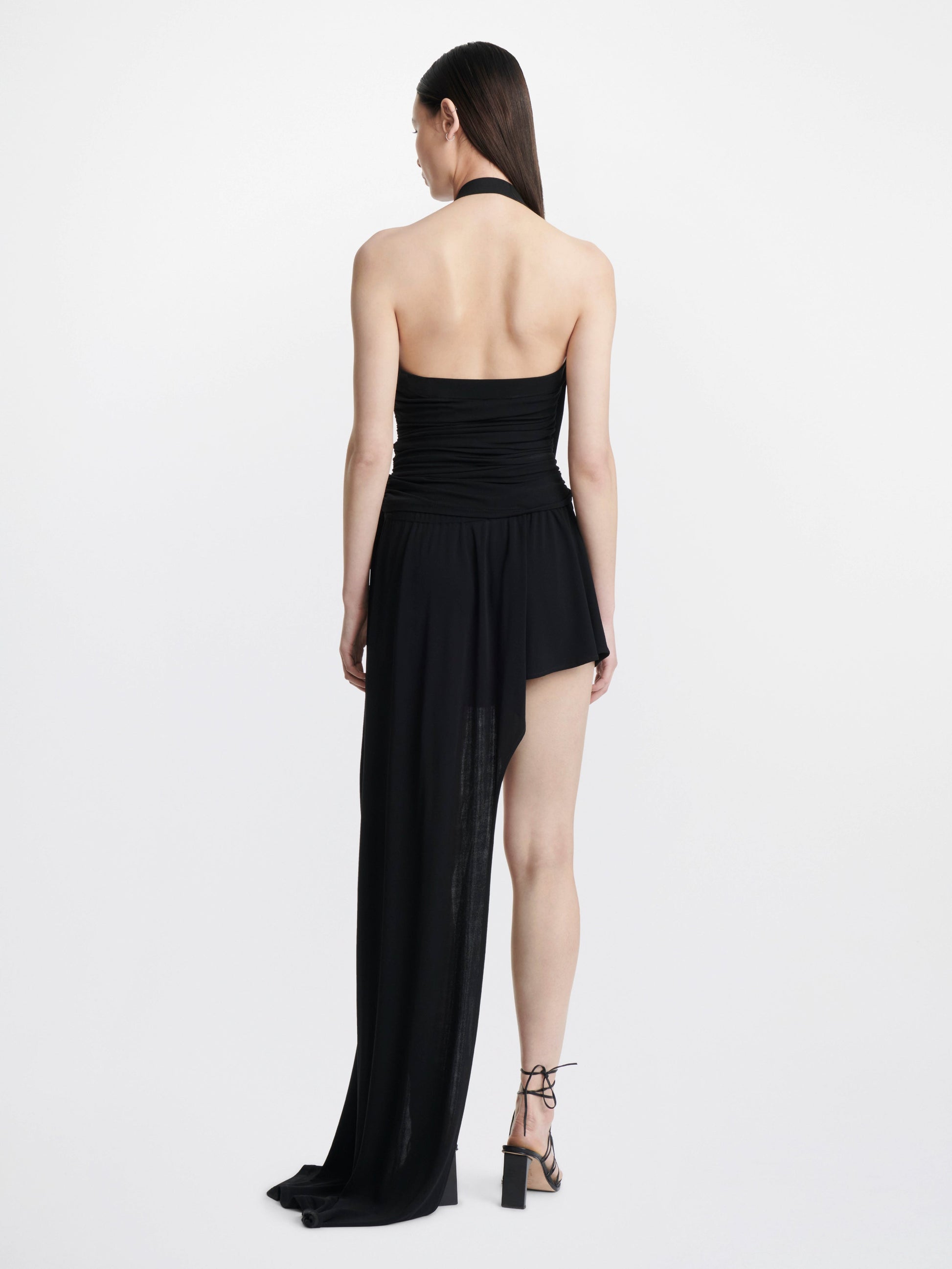 DION LEE | Safety Slider Gathered Dress | Black