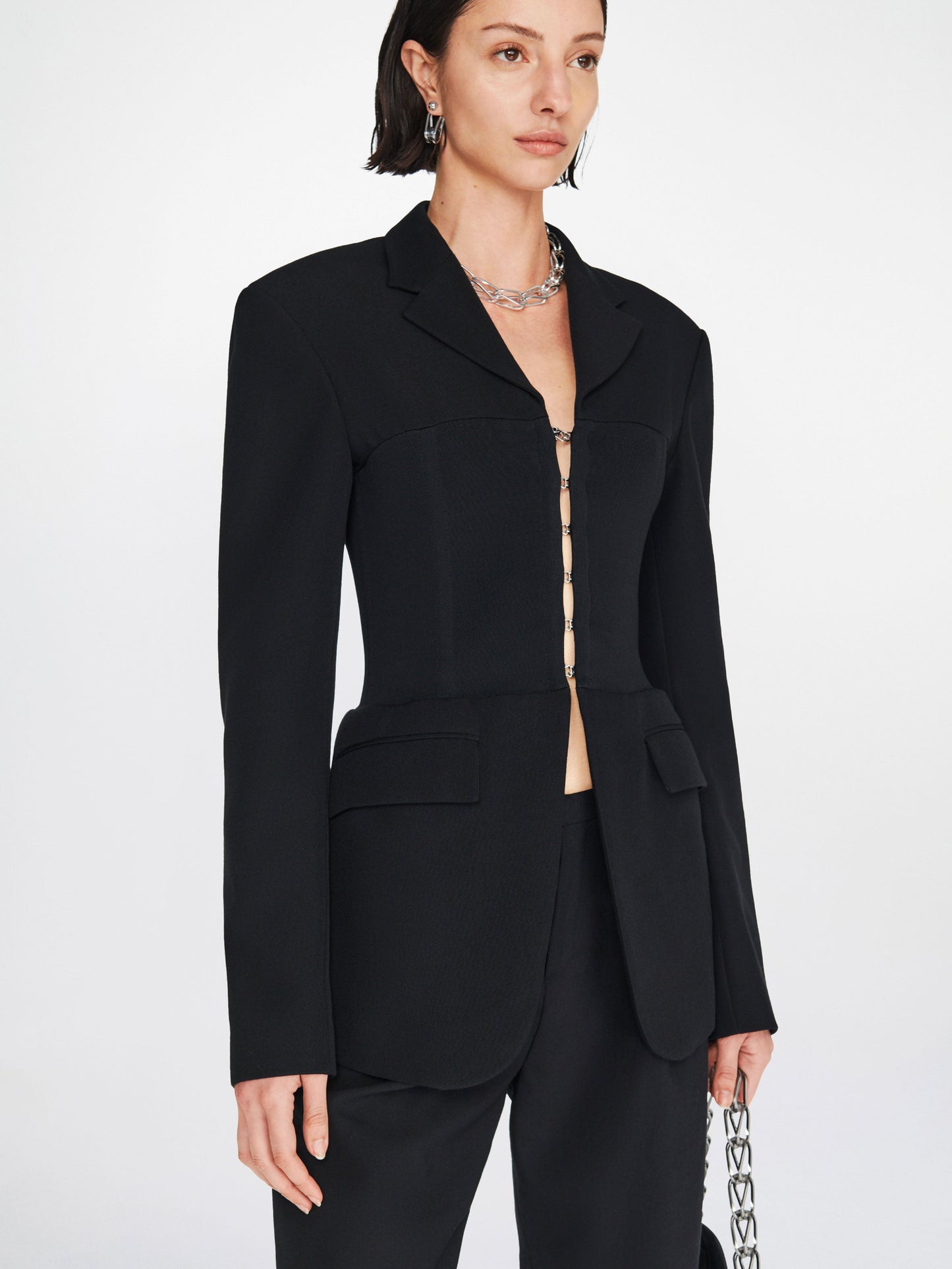 DION LEE Corset Tube Blazer Black