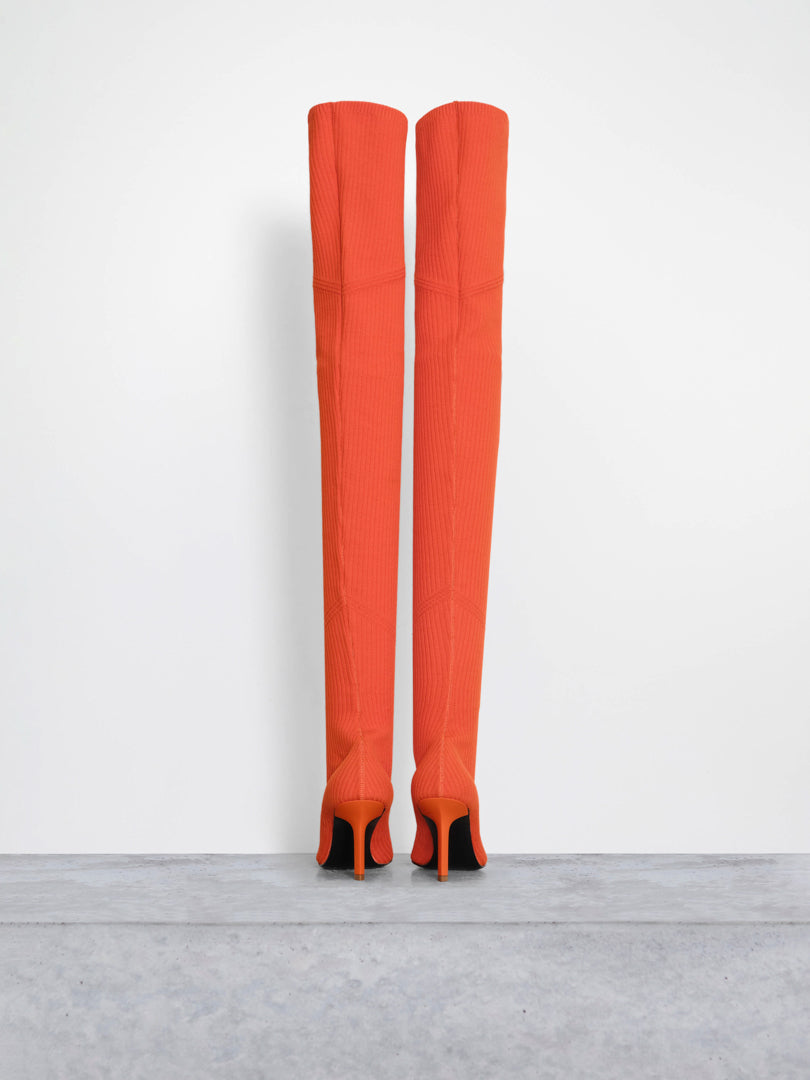 POINT TOE KNIT THIGH HIGH HEEL