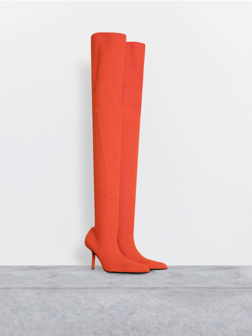 POINT TOE KNIT THIGH HIGH HEEL