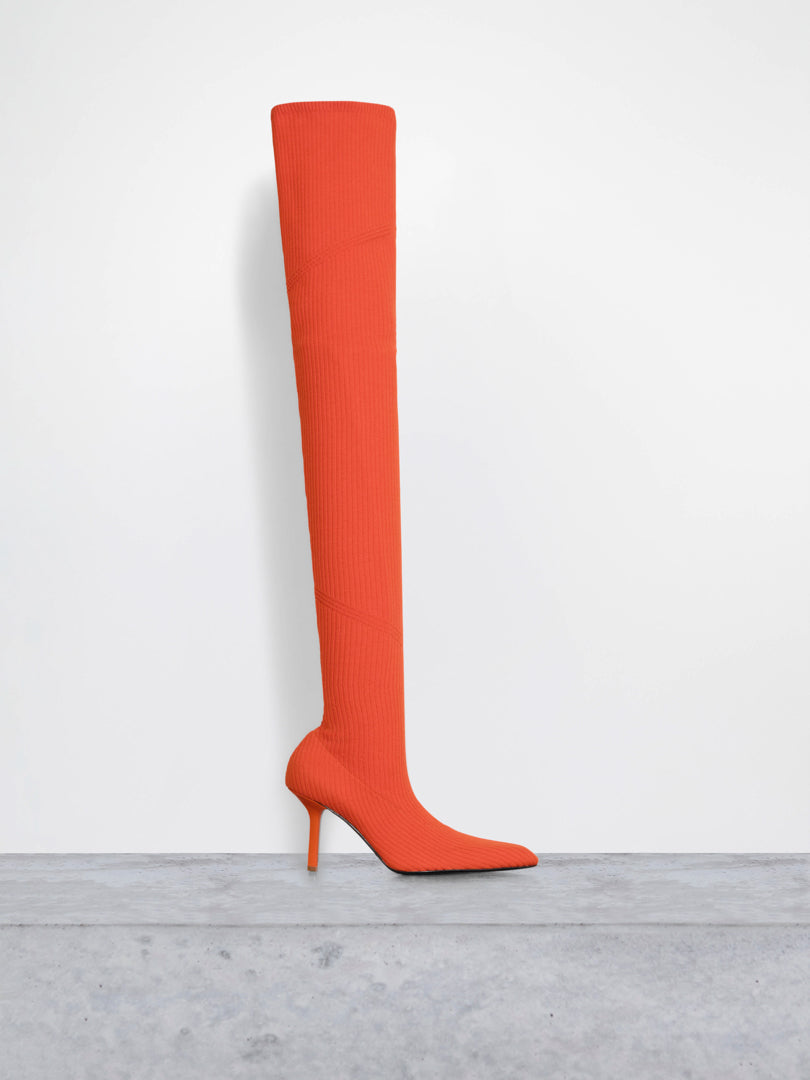POINT TOE KNIT THIGH HIGH HEEL