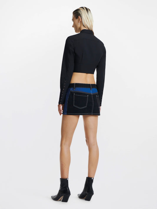 LACED DENIM MINI SKIRT