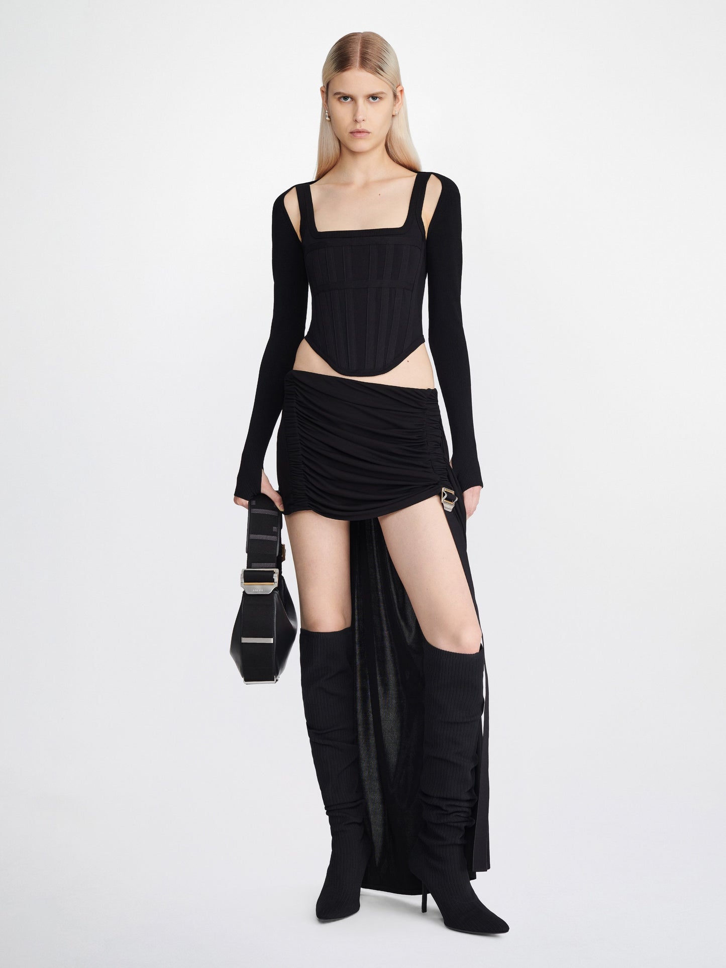 SAFETY SLIDER GATHERED MINI SKIRT