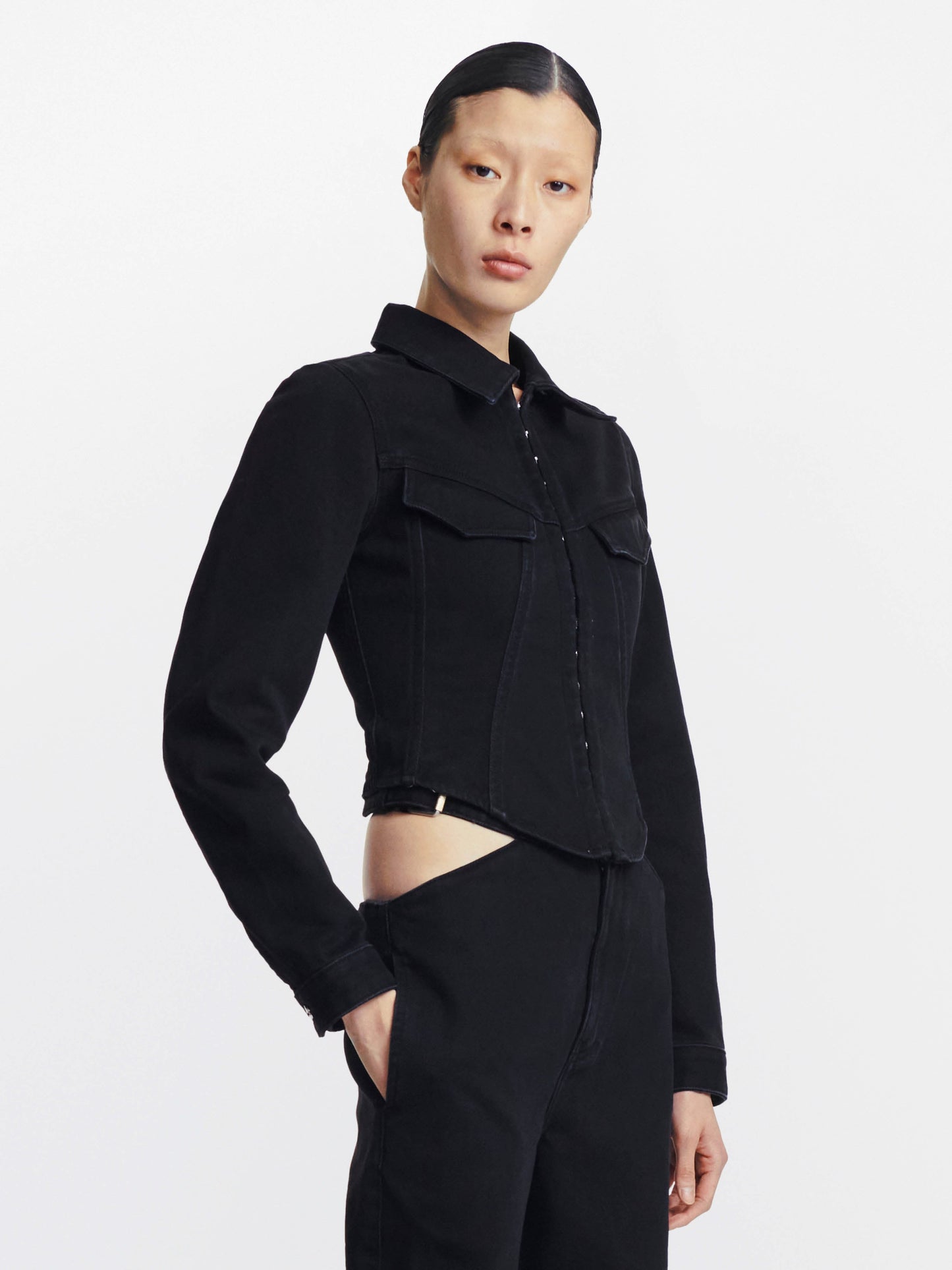 【関税込み】Dion Lee ブラック Corset デニムジャケット Dion Lee Black Corset Denim Jacket | ModeSens