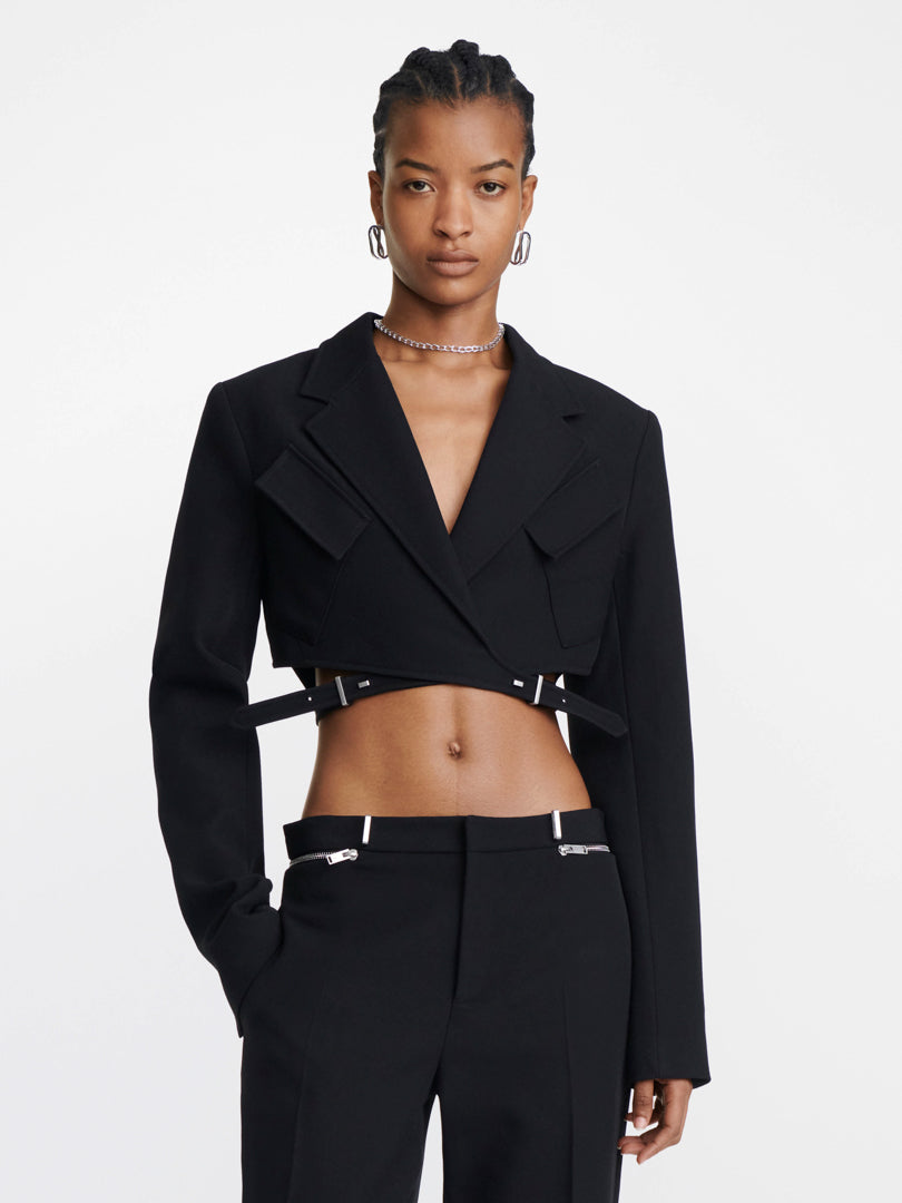 DION LEE Bar Hook Cropped Blazer Black