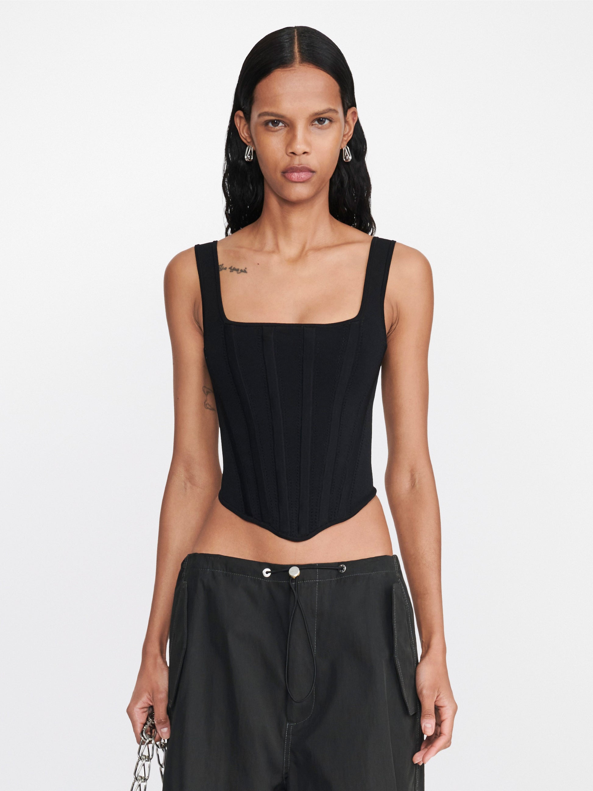 POINTELLE CORSET LS TOP