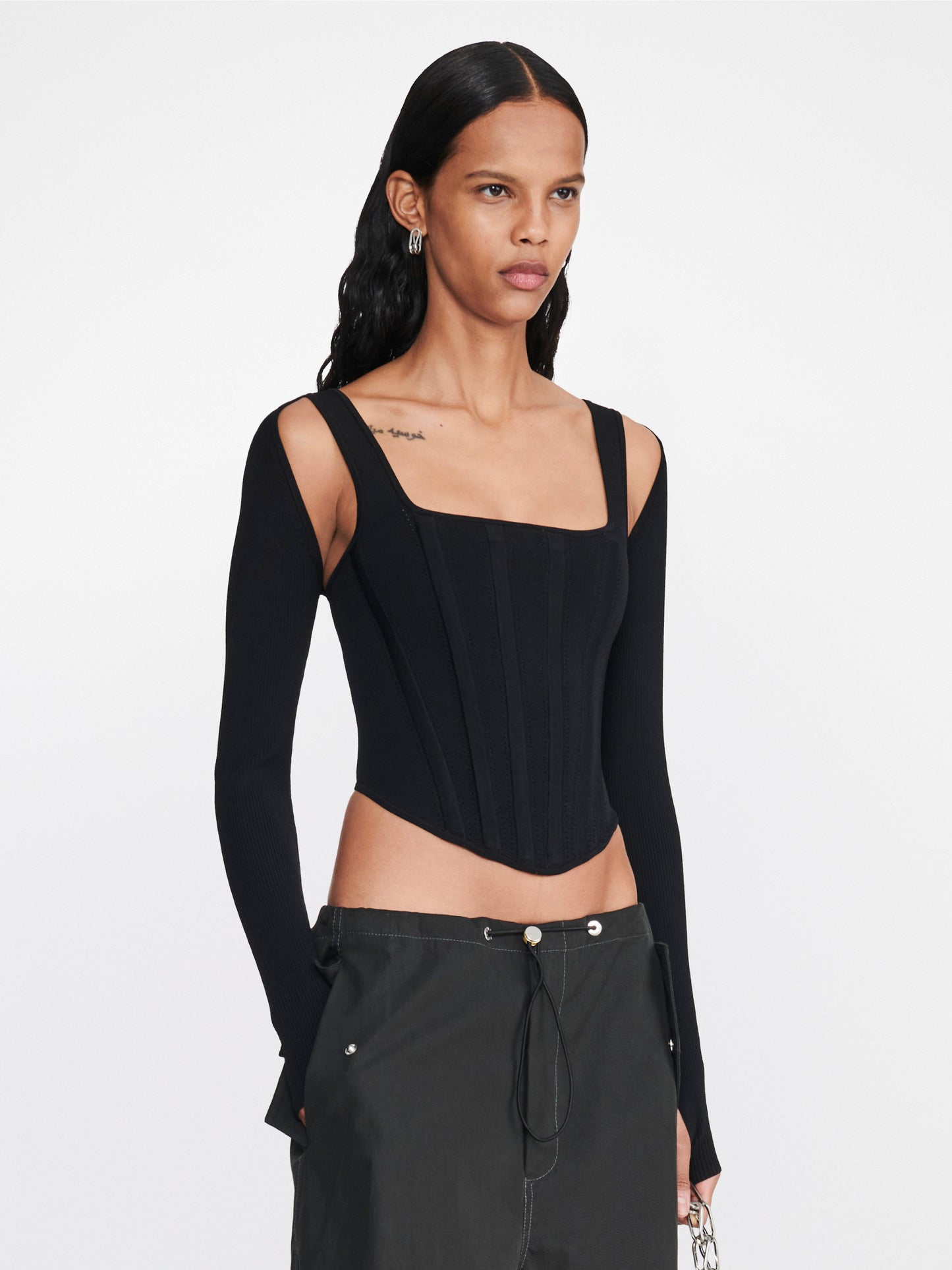 POINTELLE CORSET LS TOP