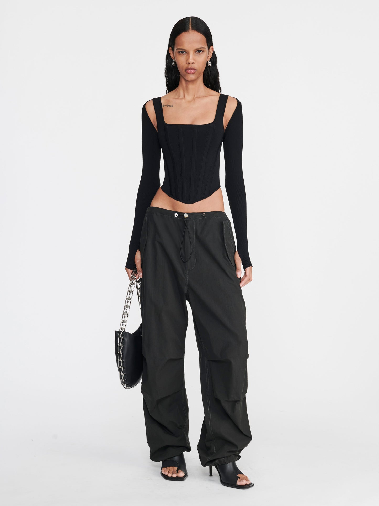 POINTELLE CORSET LS TOP