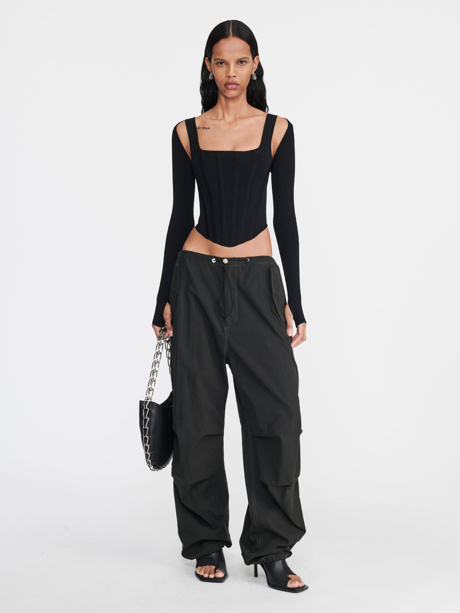 POINTELLE CORSET LS TOP