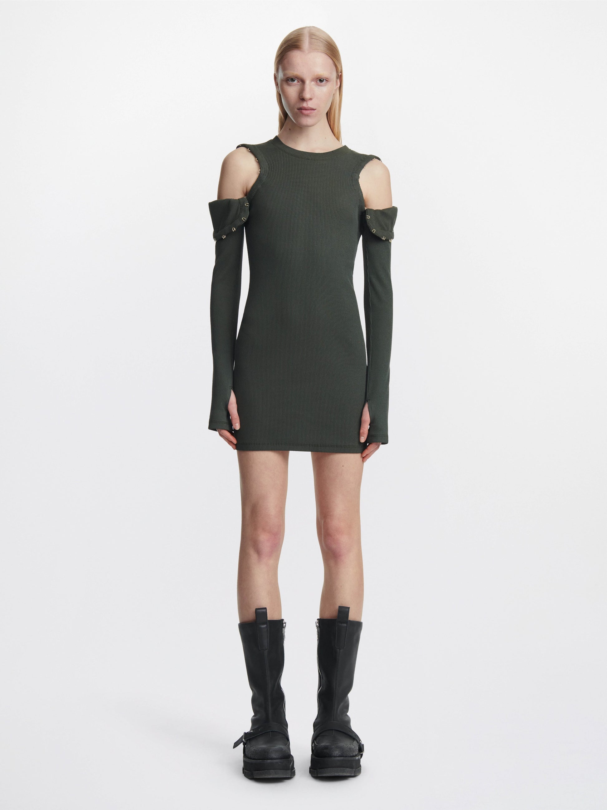 HOOK & EYE RIB MINI DRESS