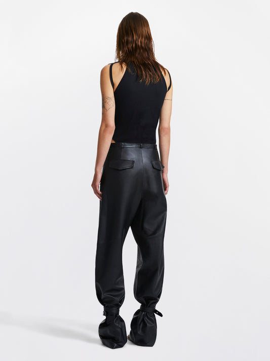 BELTED LEATHER PARACHUTE PANT