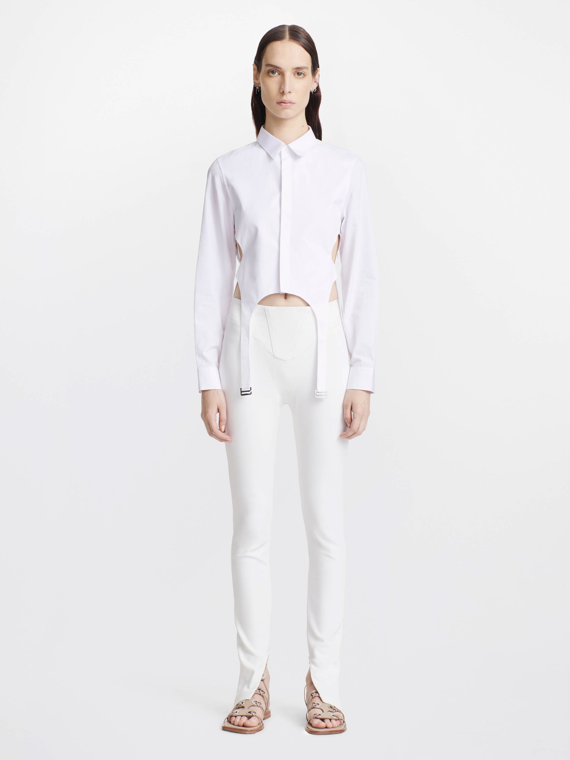 Tシャツ・カットソー DION LEE C5000P22 WHITE Shirts DION LEE | Garter Bib Shirt | White