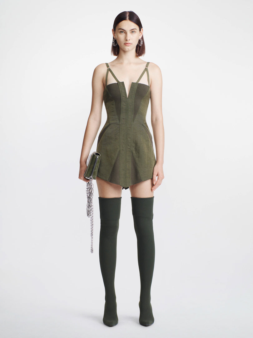 DION LEE Fine Fork Dress Military Green