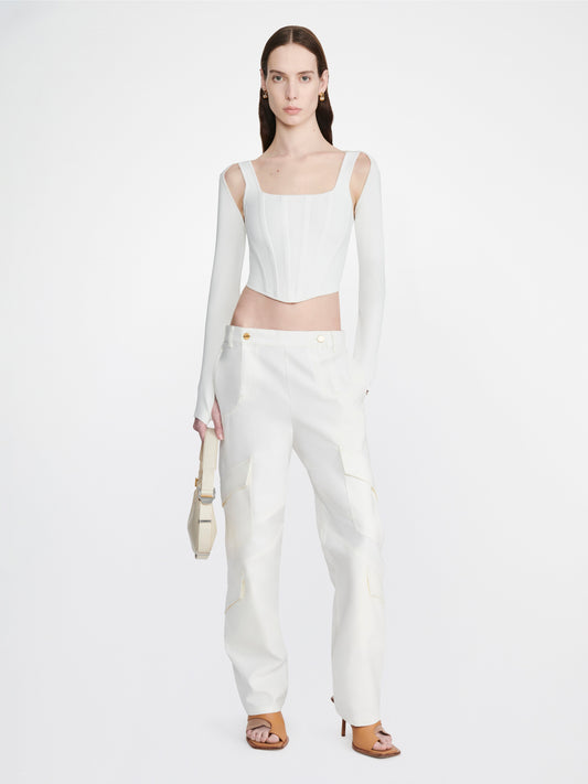 POINTELLE CORSET LS TOP